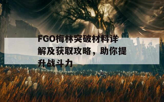 FGO梅林突破材料详解及获取攻略，助你提升战斗力