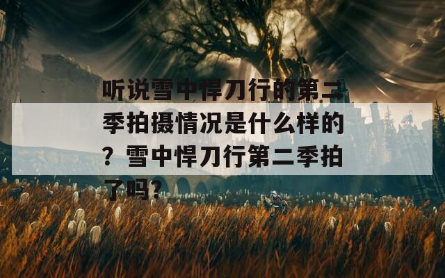 听说雪中悍刀行的第二季拍摄情况是什么样的？雪中悍刀行第二季拍了吗？