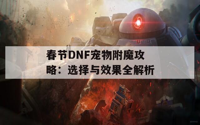 春节DNF宠物附魔攻略：选择与效果全解析