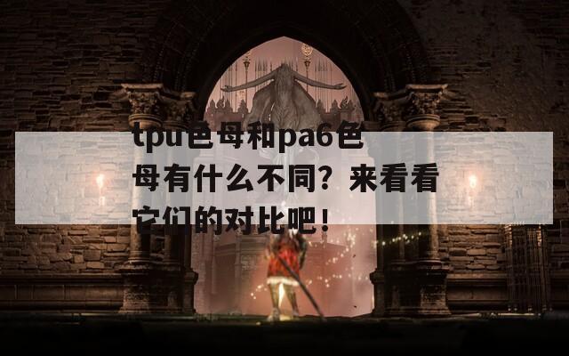 tpu色母和pa6色母有什么不同？来看看它们的对比吧！