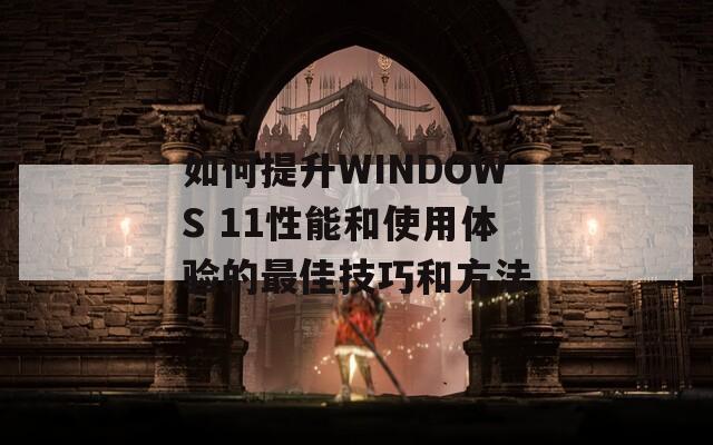 如何提升WINDOWS 11性能和使用体验的最佳技巧和方法